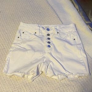 high rise white shorts